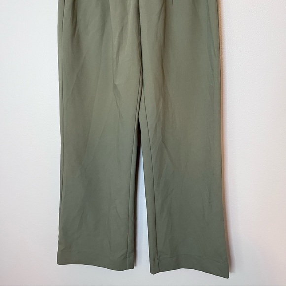 Abercrombie & Fitch Sloane Tailored Pleated High Rise Wide Leg Trouser Green - Picture 2 of 7